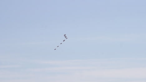 Aerobatic-team-Red-arrows-jetfighters-in-formation-flying-in-distance