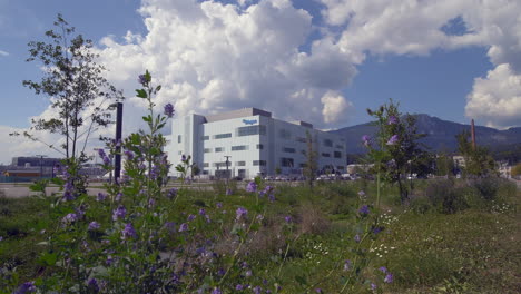 Wide-shot-of-modern-Neuroscience-and-Biotechnology-Company-named-Biogen-in-Switzerland