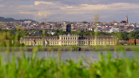 Low-angle-abstract-view-of-Schönbrunn-Castle-in-Vienna,-Austria