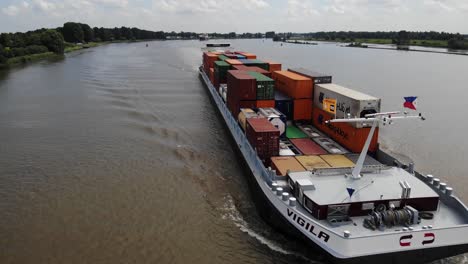Forward-Bow-Of-Vigila-Cargo-Ship-Moving-Through-Oude-Maas
