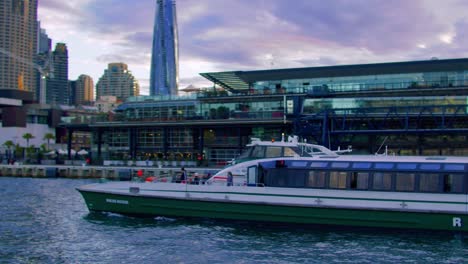 People-Touring-On-Catamaran-Boat-Across-Sydney-Harbour-In-Sydney,-New-South-Wales,-Australia