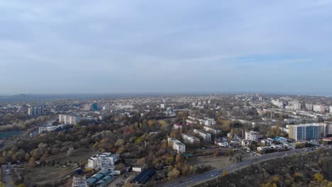 Panoramic-View-On-The-City-Of-Galati-In-Romania-On-A-Cloudy-Day---aerial-drone-shot