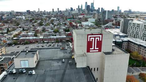 Temple-University-logo-at-top-of-building
