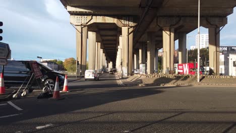 A-busy-junction-underneath-a-motorway