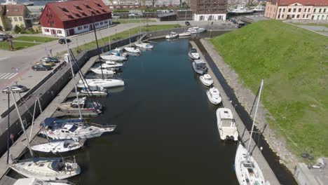 Personal-yachts-and-boats-moored-in-the-central-part-of-the-city-near-the-old-castle-of-Klaipeda