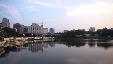 Commuters-arw-streaming-into-the-city-with-the-view-of-Orlando-Florida-in-the-background-on-the-morning-of-September-6,-2019-
