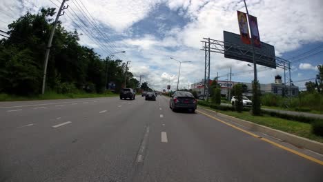 This-is-a-time-lapse-with-an-action-camera-mounted-in-front-of-the-truck,-driving-from-Pranburi-to-Hua-Hin-and-Hua-Hin-to-Bangkok-on-Phet-Kasem-Road