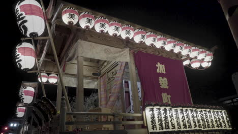 Traditional-japanese-wooden-festival-car-decorated-with-paper-lanterns