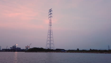 Large-scale-industry-and-infrastructure-along-the-Saigon-river,-a-busy-shipping-route-between-Ho-Chi-Minh-City-and-the-South-China-Sea