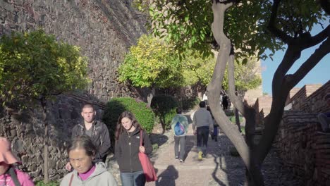 Tourists-visiting-Alcazaba-of-Malaga.-Still-shot