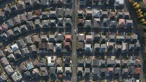 Aerial-dolly-shot-of-a-neatly-organized-suburban-neighborhood-in-Kusatsu,-Shiga,-Japan