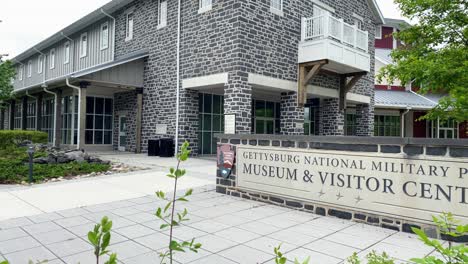 Sign-at-Gettysburg-National-Military-Park-Museum,-Visitors-Center