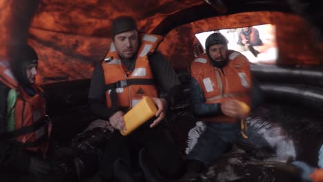 Seafarers-Checking-On-Their-Things-Needed-For-Nautical-Training-In-Patagonian-Sea,-Argentina---Closeup-Shot