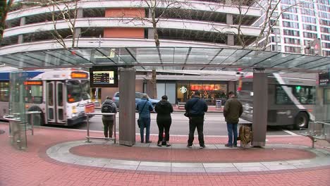 Menschen-Warten-An-Einer-Bushaltestelle-Auf-Den-Stadtbus