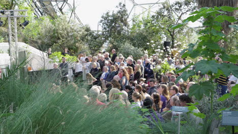 Crowds-in-Mediterranean-Biome,-World-Pasty-Championships-2020,-Eden-Project