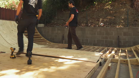 Skateramp-wooden-deck-fix-installation-by-american-workers