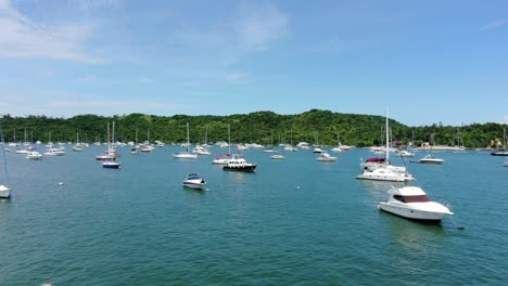 Aerial-view-of-Hong-Kong-Pak-Wai-marina-cove-with-hundreds-of-small-private-boats-anchored