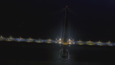 Aerial-view-of-a-bridge-at-night