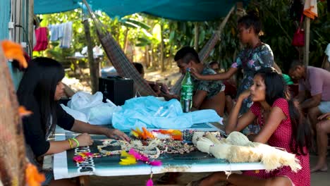 Residents-of-the-Parque-das-Tribos-community-for-indigenous-people-prepare-crafts-to-sell-to-tourists