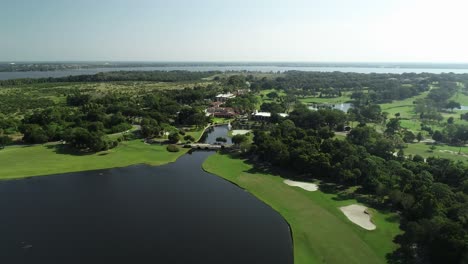 Aerial-View-of-Mission-Inn-Resort-With-Prestigious-LPGA-Golf-Course-in-Howey-In-The-Hills,-FL