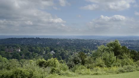Static-time-lapse-of-clouds-with-a-beautiful-blue-sky,-over-Reigate-Hill