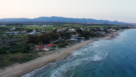 Aerial-panorama-of-Cyprus-coast-in-background-of-Kyrenia-mountains