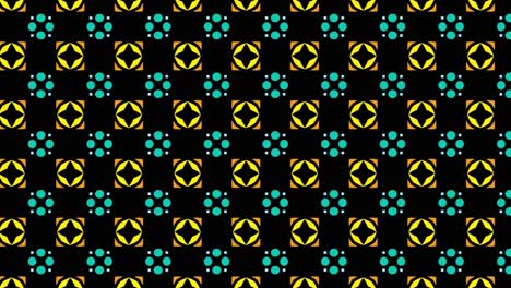 Patrón-Mixto-Diseño-Original-Y-Dibujo-Digital-Animación-De-Fondo-Abstracto-Desplazamiento-Hacia-La-Derecha-Formas-Geométricas-Negras,-Amarillas-Y-Aguamarinas