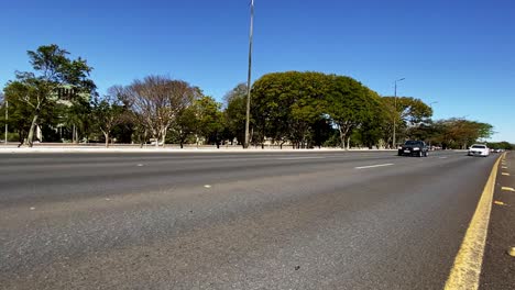 Busy-road-on-the-blue-sky-in-Brasilia,-Brazil