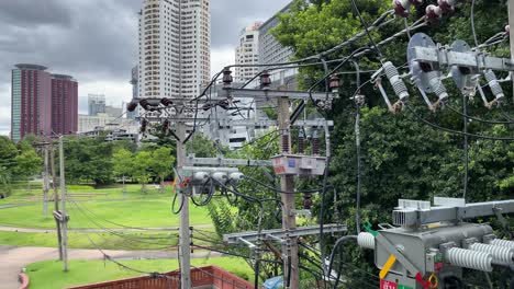 Overhead-communication-and-power-cables-downtown-Bangkok-city