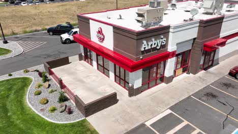 Orbiting-medium-shot-of-an-Arby's-fast-food-restaurant