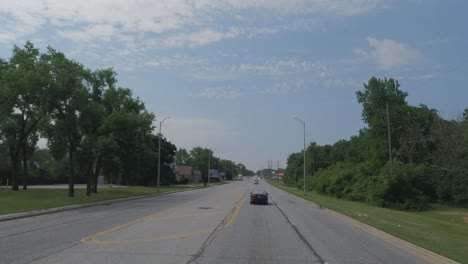 Traveling-in-the-Chicago-Illinois-area,-suburbs,-streets,-and-highways-in-POV-mode-Glenwood-Illinois-on-S-Halsted-ave