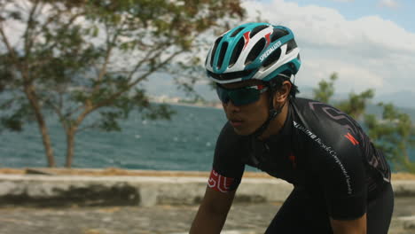 Close-Up-Of-Cyclist-Riding-His-Bike