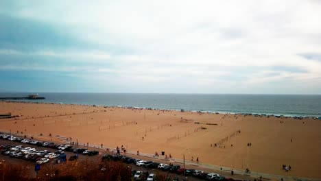 Santa-Monica-Beach-motion-timelapse-on-a-bustling-Saturday-afternoon