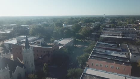 Aerial-of-Downtown-Shelby-North-Carolina-in-4K