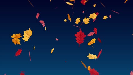 Fallende-Blätter-Auf-Dunkelblauem-Hintergrund