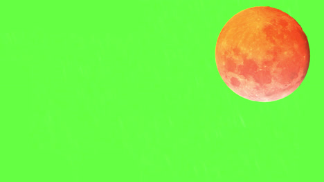 Großer-Vollmond,-Der-Während-Des-Monduntergangs-Langsam-Untergeht,-Grüner-Hintergrund