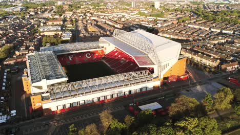 Iconic-Liverpool-LFC-Anfield-stadium-football-ground-aerial-view-dolly-left