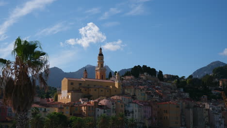 Menton-during-day-and-Saint-Michel-Archange-Basilica-in-Cote-d'Azur,