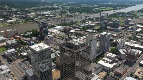 El-Centro-De-Little-Rock-City-Y-El-Río-Arkansas,-EE.UU.