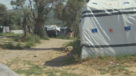 Behelfsunterkünfte,-Zelte-Und-Ein-übergelaufenes-Moria-Flüchtlingslager