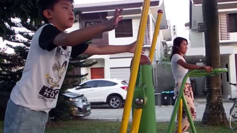 Afternoon-playground-scene-at-a-suburban-residential-subdivision-in-Mandaue-City,-Central-Visayas-region,-Philippines