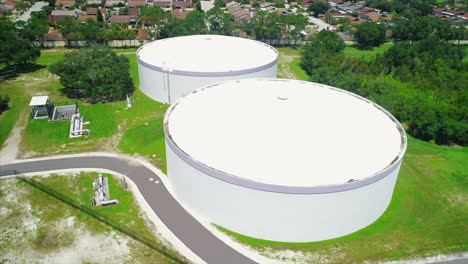 Fly-around-Two-large-water-tanks