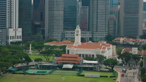 Toma-De-Teleobjetivo-De-Alta-Vista-Con-Vistas-Al-Club-De-Cricket-De-Singapur