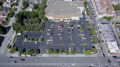 Aerial-drone-view-of-safeway-grocery-store-with-parking-lot