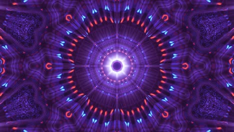 Purple-blue-colorful-shapes-and-patterns-forming-and-disappearing-around-central-light-source