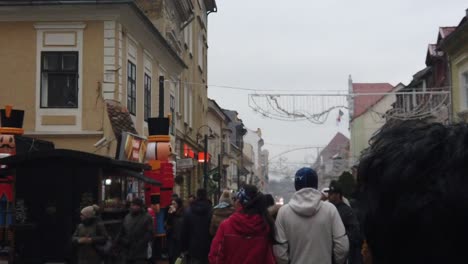 Paisaje-Urbano-En-Diciembre-En-Las-Calles-De-Brasov-Con-Luces-Navideñas-Y-Tiendas-En-Una-Zona-Turística-Y-Poblada