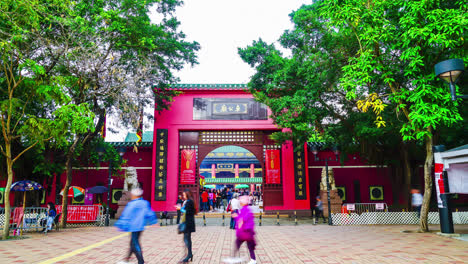 Hongkong,-China,-Circa:-Che-Kung-Tempel-Im-Zeitraffer,-Wahrzeichen-Und-Beliebt-Für-Touristenattraktionen-In-Hongkong