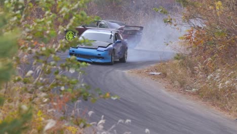 Der-Rote-Nissan-Silvia-Verliert-Beim-Driften-In-Fukushima,-Japan,-Die-Kontrolle