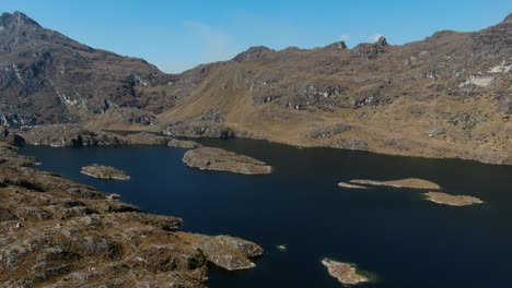 4k-aerial-drone-footage-over-the-4th-lagoon-of-Pichgacocha-from-Ambo,-Huanuco,-Peru-in-the-Andes-mountains