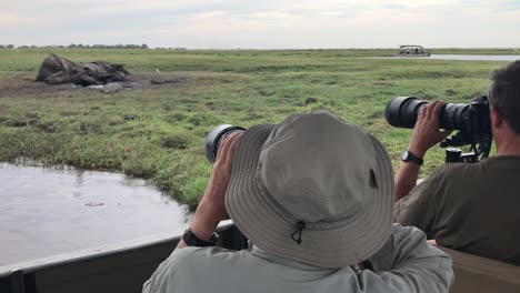 Foto-Safari-Gäste-Fotografieren-Tote-Elefantenkadaver-In-Der-Nähe-Des-Chobe-Flusses